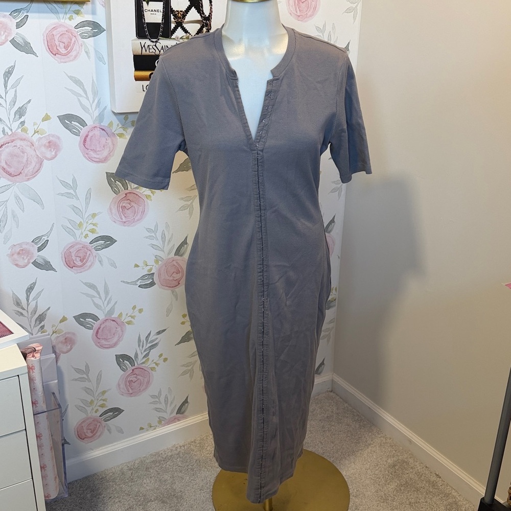 7 For All Mankind Charcoal Midi Dress